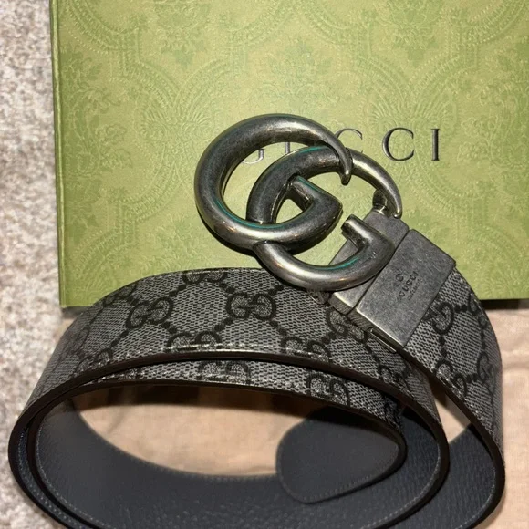 Gucci Graphite Grey GG Loafers and Belt - Picture 6 of 7